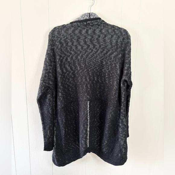Eileen Fisher black knit open cardigan sweater organic cotton size L - Picture 4 of 4